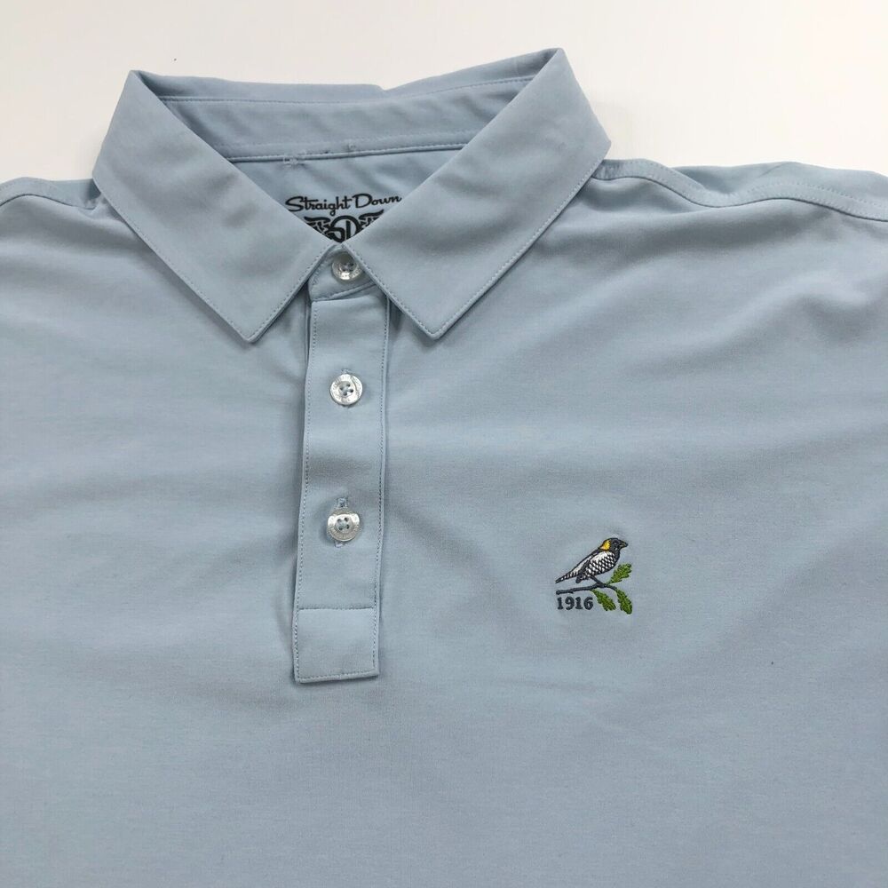 Straight Down XL Golf SS Stretch Button Polo Solid Shirt Blue Gray PLS READ